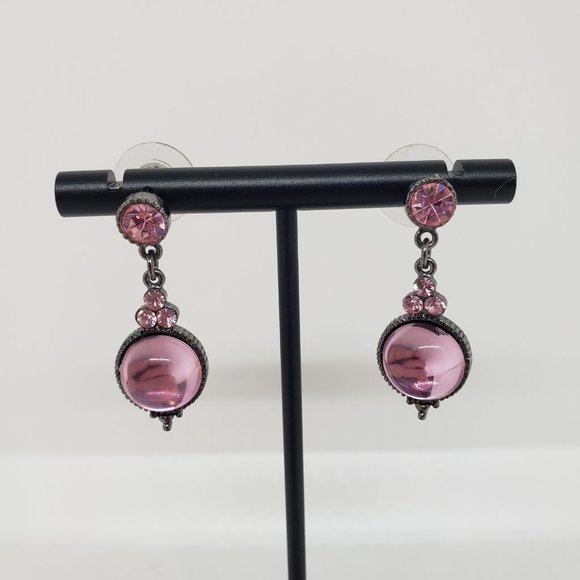 Pink Dangle Drop Earrings - Picture 5 of 9